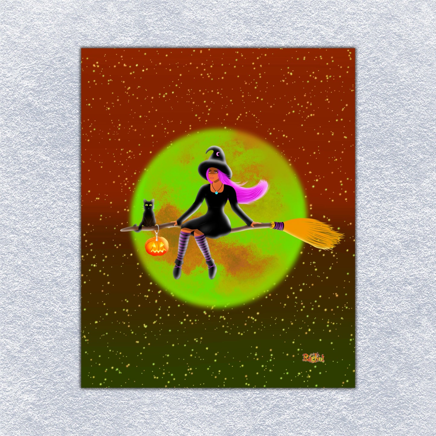 Witch on a Broom Art Print